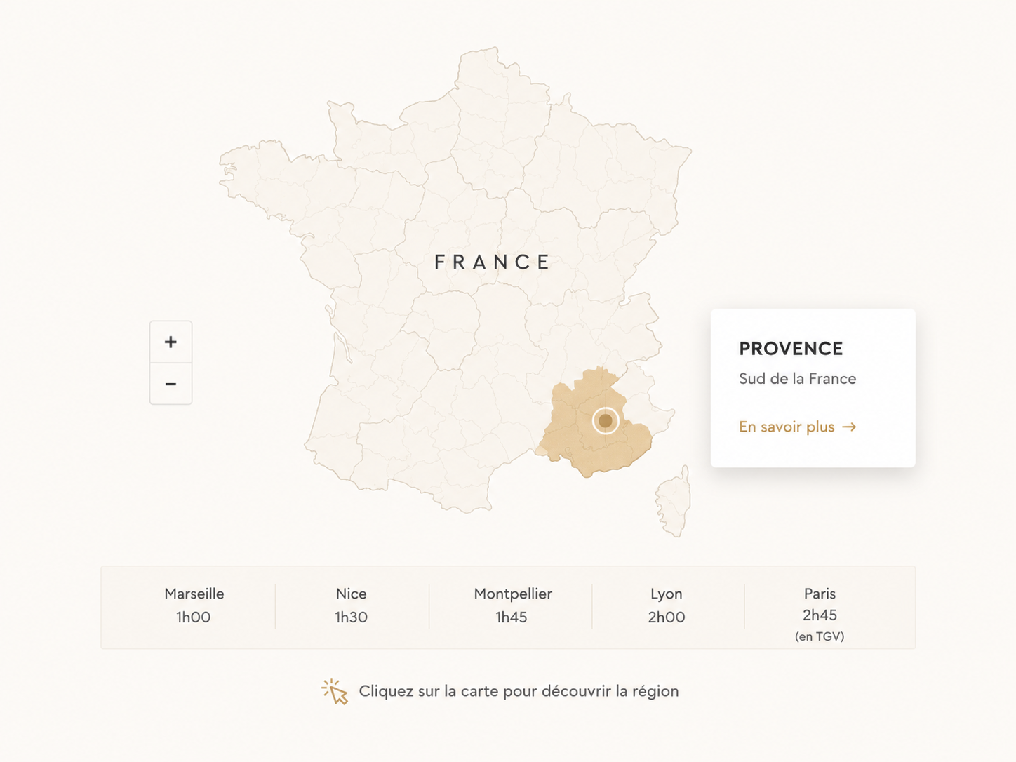 Carte de France situant la Provence dans le Sud de la France