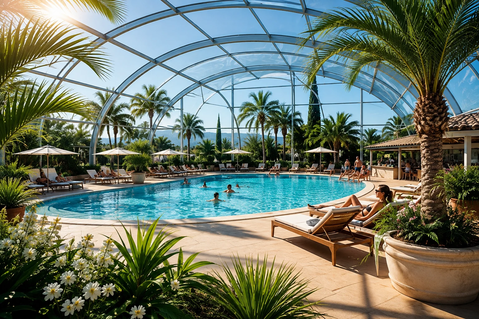 Complexe piscine au cœur du domaine de cottages en Provence